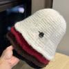 Korean Style Knitted Fisherman Hat for Women In Autumn and Winter All Match Plain Bucket Hat Thickened Warm Woolen Hat Small Basin Hat Showing Face