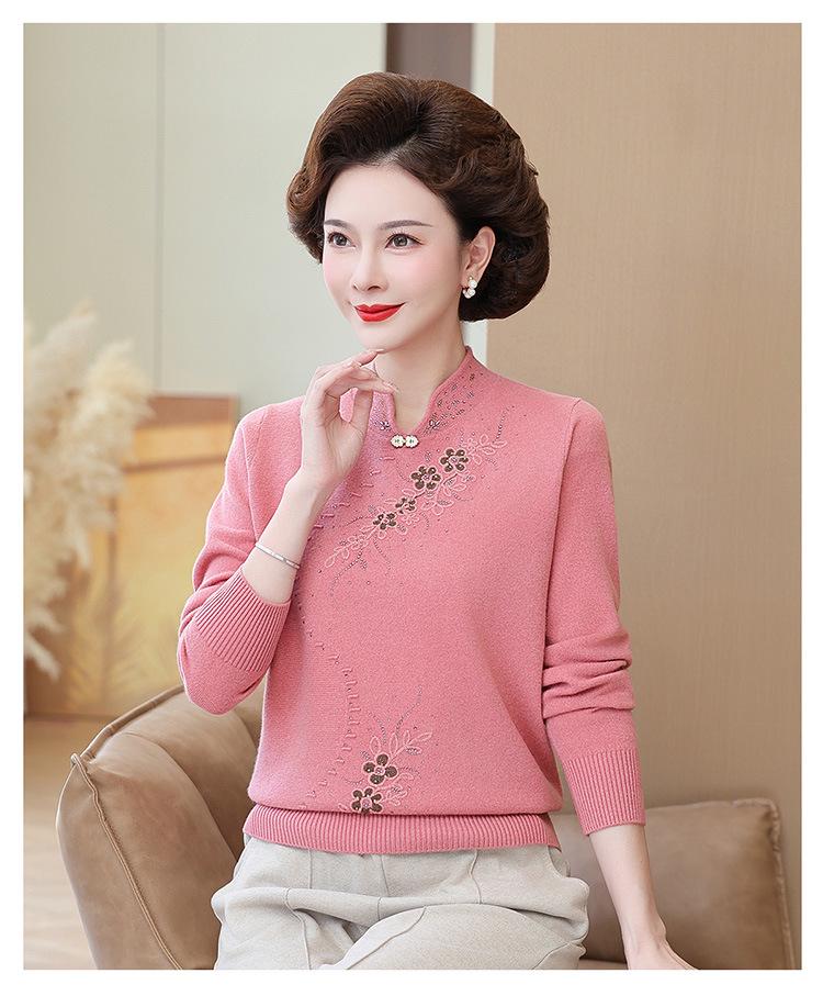 Autumn/Winter Loose Knit Wool Sweater for Middle-Aged and Elderly Women