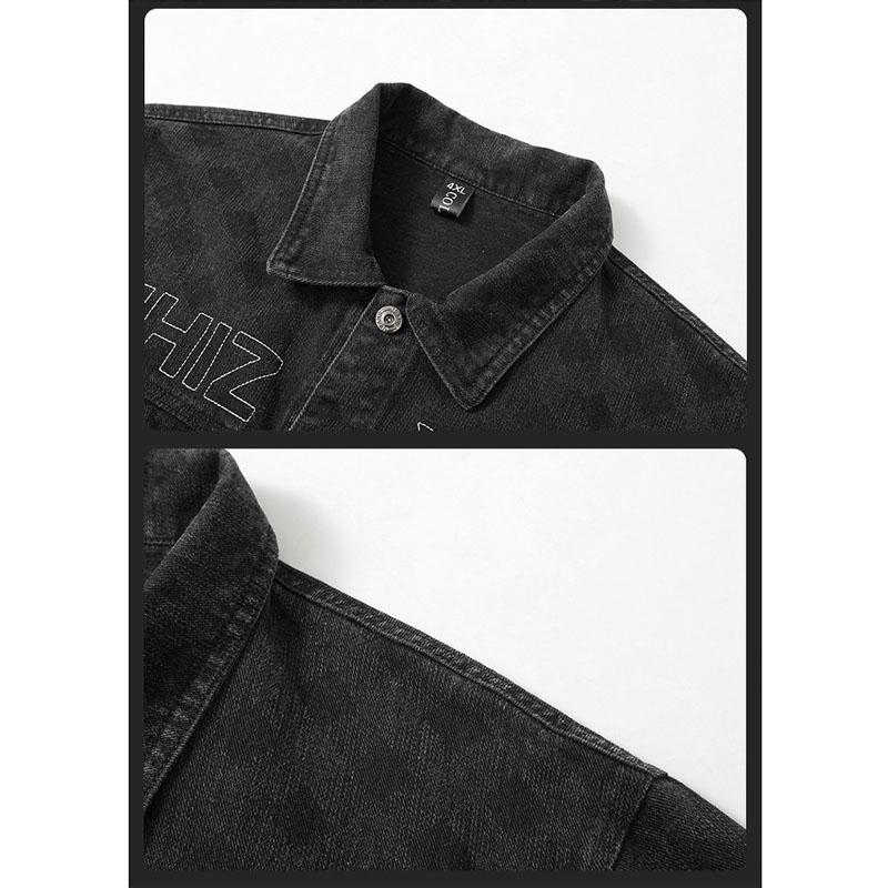 Spring and Autumn European and American Plus Size Denim Jacket Men's Shirt Plus Fat Oversized Workwear Fat Jacket 4XL-12XL