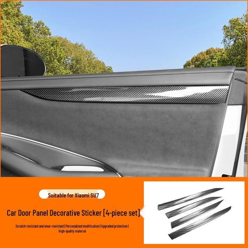 Декоративные наклейки на панель двери автомобиля Xiaomi SU7 из углеродного волокна - Эстетичные аксессуары для интерьера