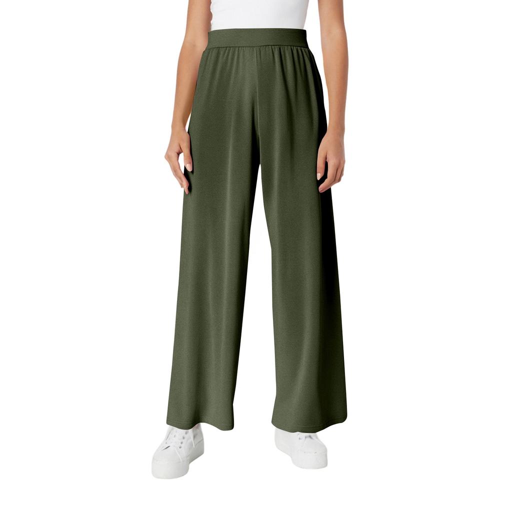 Женские повседневные брюки с эластичной резинкой на талии, удобные прямые свободные однотонные брюки для йоги