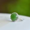 Natural Hotan Jade S925 silver inlaid jasper egg surface open mouth ring for women with certificate of national inspection