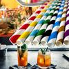 Colorful Stripe Pattern Drinking Accessories Paper Drinking Straws Disposable Straws Party Supplies