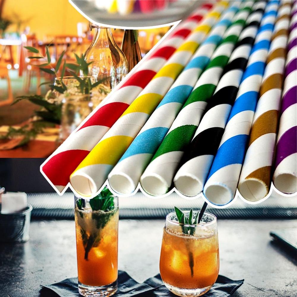 Colorful Stripe Pattern Drinking Accessories Paper Drinking Straws Disposable Straws Party Supplies