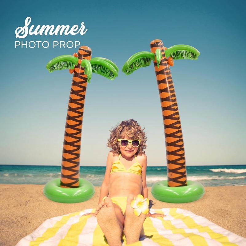 Набор из 2 гигантских надувных пальм Летний пляжный фон Детские сувениры Гавайская тропическая вечеринка по случаю дня рождения Луау Украшение для вечеринки у бассейна Игрушка