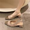 Fairy Sequined Thick Heel Single Shoes with Skirt Bag Head Sandals Small Fragrant French High Heels Women's Spring and Summer New Models
