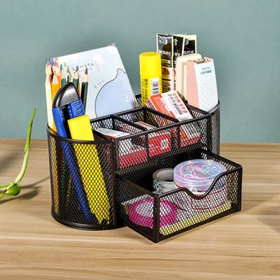 Оптовая продажа Металлический держатель для ручек Креативное настольное хранение Девять ячеек Многофункциональный держатель для ручек Коробка для хранения Студенческие канцелярские принадлежности YLE238