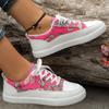 Large Size Single Shoes Women'S Printed Breathable Shoes Low-Top Lace-Up Casual Canvas Shoes Women