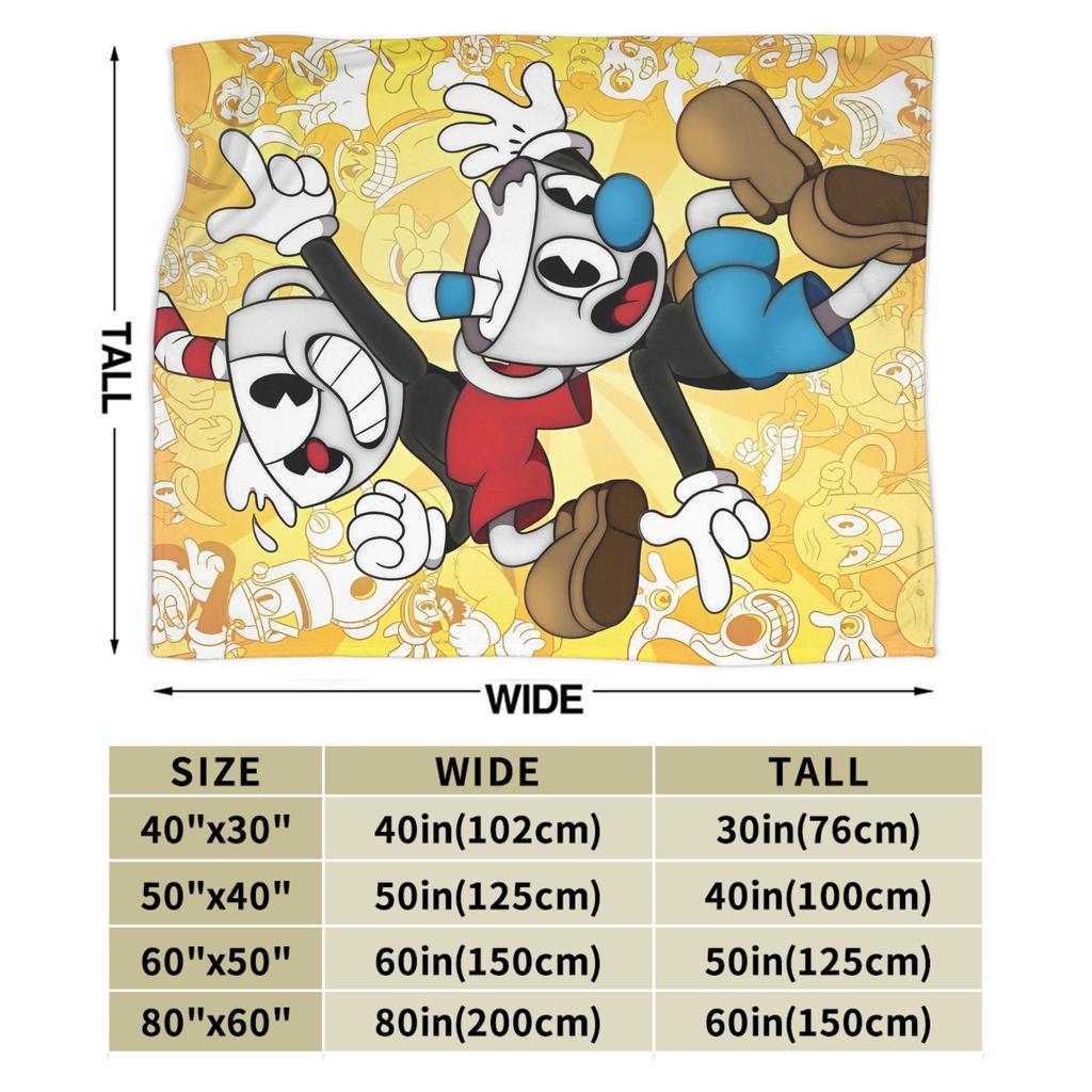 Cuphead Cartoon Blanket  Super Soft Print Plush Bedding Throws For Home Decor Travel Office Flannel Bedspread Bed Cover