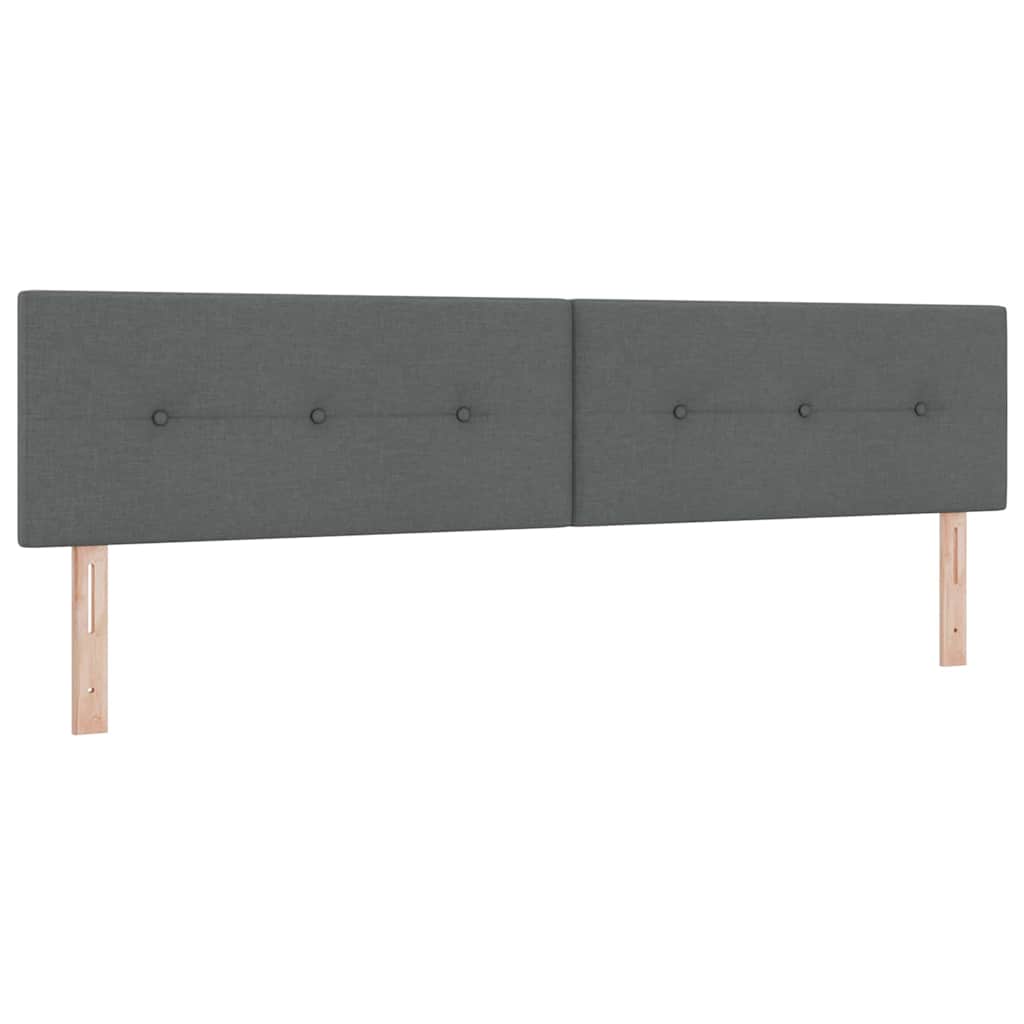 Box Spring Bed with Headboard Dark Grey 200 x 200 cm Fabric