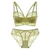 Women's Sexy French Style Underwear Set Ultra Thin Lace Lingerie Set Minimizer Bra and Panties Set