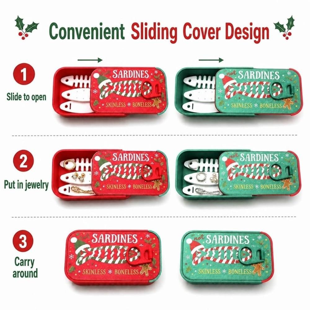 with Fish-Shaped Holders Sardine Tin Jewelry Box Portable Sardine Tin Jewelry Case Christmas Gifts