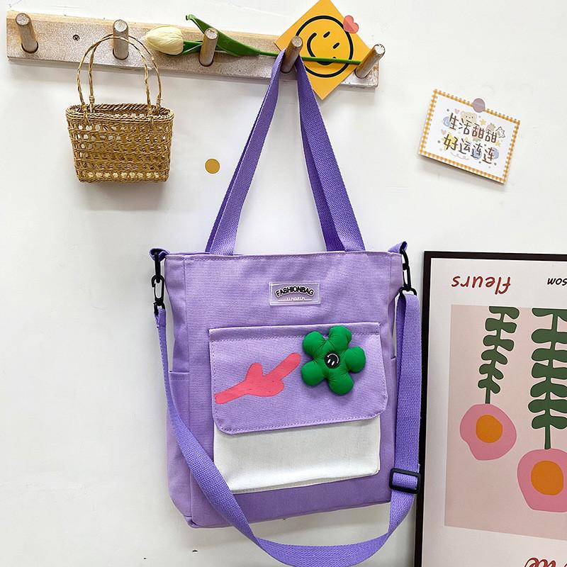 Trendy Large Capacity Canvas Tote Bag For Women In Fresh Summer Colors Ideal For Students