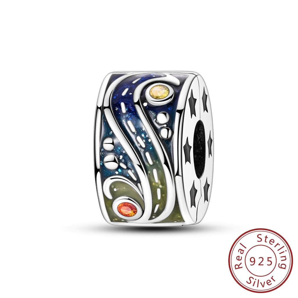 Van Gogh'S Starry Night Charms Copper Blue Beads Fit Original Bracelet Diy For Woman Jewelry