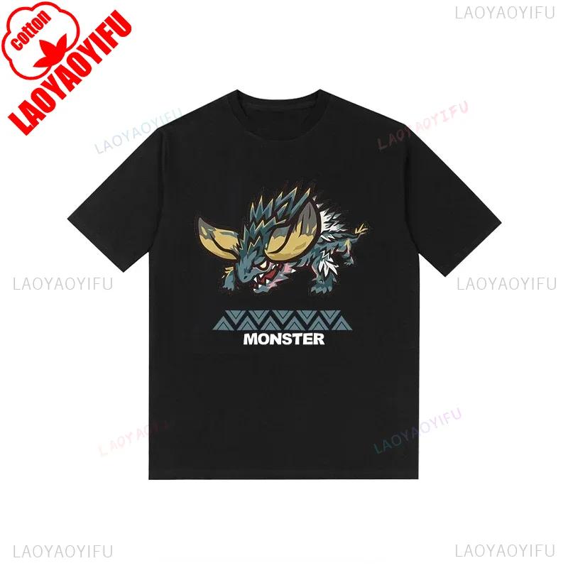 Футболка Monster Hunter Смешная для фанатов игры Мультяшные Топы Хлопок Корейский Стиль Короткий Рукав Повседневная Хипстер Уличная Одежда Мужские Футболки