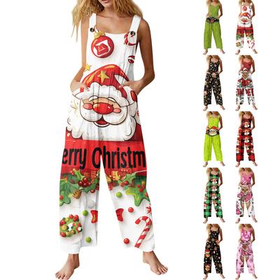 Женский милый комбинезон с принтом, повседневный, свободный, в стиле ретро, из хлопка и льна