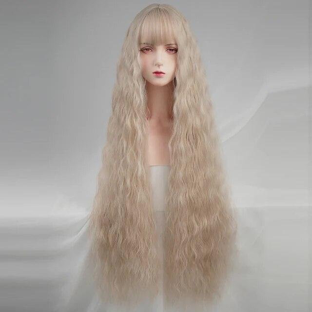 40In синтетический длинный вьющийся парик Белый Розовый Коричневый Оранжевый Лолита Косплей Женский Парик Волос для Ежедневной Вечеринки