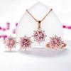 Women Cubic Zirconia Snowflake Pendant Necklace Stud Earrings Ring Jewelry Set