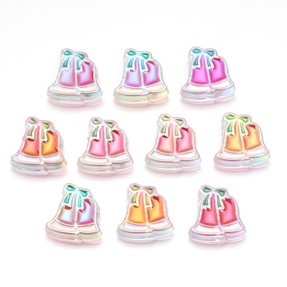 10pcs Christmas Series Acrylic Beads Santa Bell Christmas Socks Loose Beads For DIY Handmade Charm Bracelet Earring Jewelry Gift