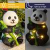 Статуя панды Солнечный свет Водонепроницаемые бамбуковые статуи Панда-газон Уличный декор Внутреннее уличное крыльцо Патио Газон Двор Украшение
