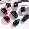 Женские детские часы-браслет с силиконовым ремешком, спортивные модные мужские сенсорные квадратные уличные светодиодные электронные часы Love Heart Clock LED Watch, аксессуары