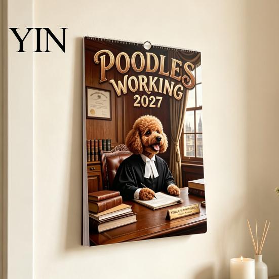 Practical Schedule Management 2027 Funny Dog Working Wall Calendar, Jan. 2027-Dec. 12 x Cute Animal Hanging 8 Inch Monthly Planner with Puppy