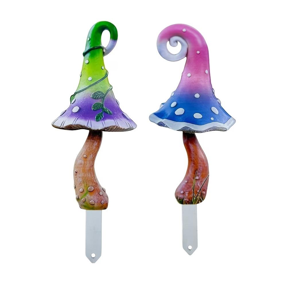 1 Pair Vintage Hand Painted Mushroom Potted Landscape Stake Patio Decoration