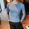 Весна Осень Мужской Фитнес Топ Slim Fit Круглый Вырез Эластичный Длинные Рукава