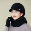 Women's Winter Velvet Thickened Cold and Warm Knitted Wool Hat Faux Rabbit Fur Hat Ear Protector Cap