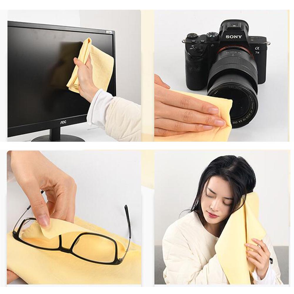 4 шт. Полотенце из искусственной замши премиум-класса безворсовая ткань для чистки салона автомобиля суперабсорбирующая сухая ткань желтого цвета