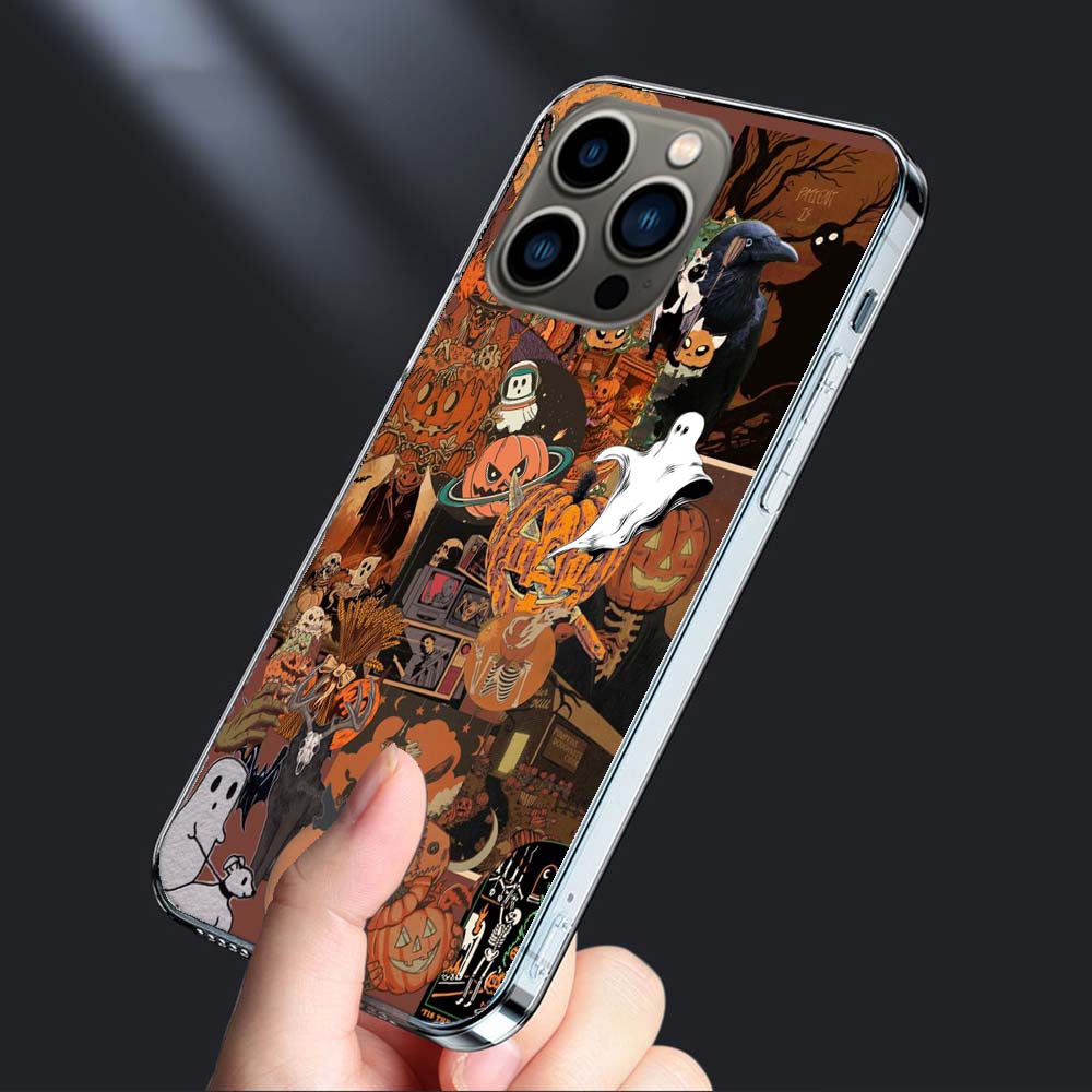 Хэллоуин Осеннее Искусство Кот-Ведьма Чехол для Телефона Для Iphone 16E 15 Pro 14 Plus 17E 16 17 Pro Max Air 11 12 13 Mini Ударопрочный Capa Cut