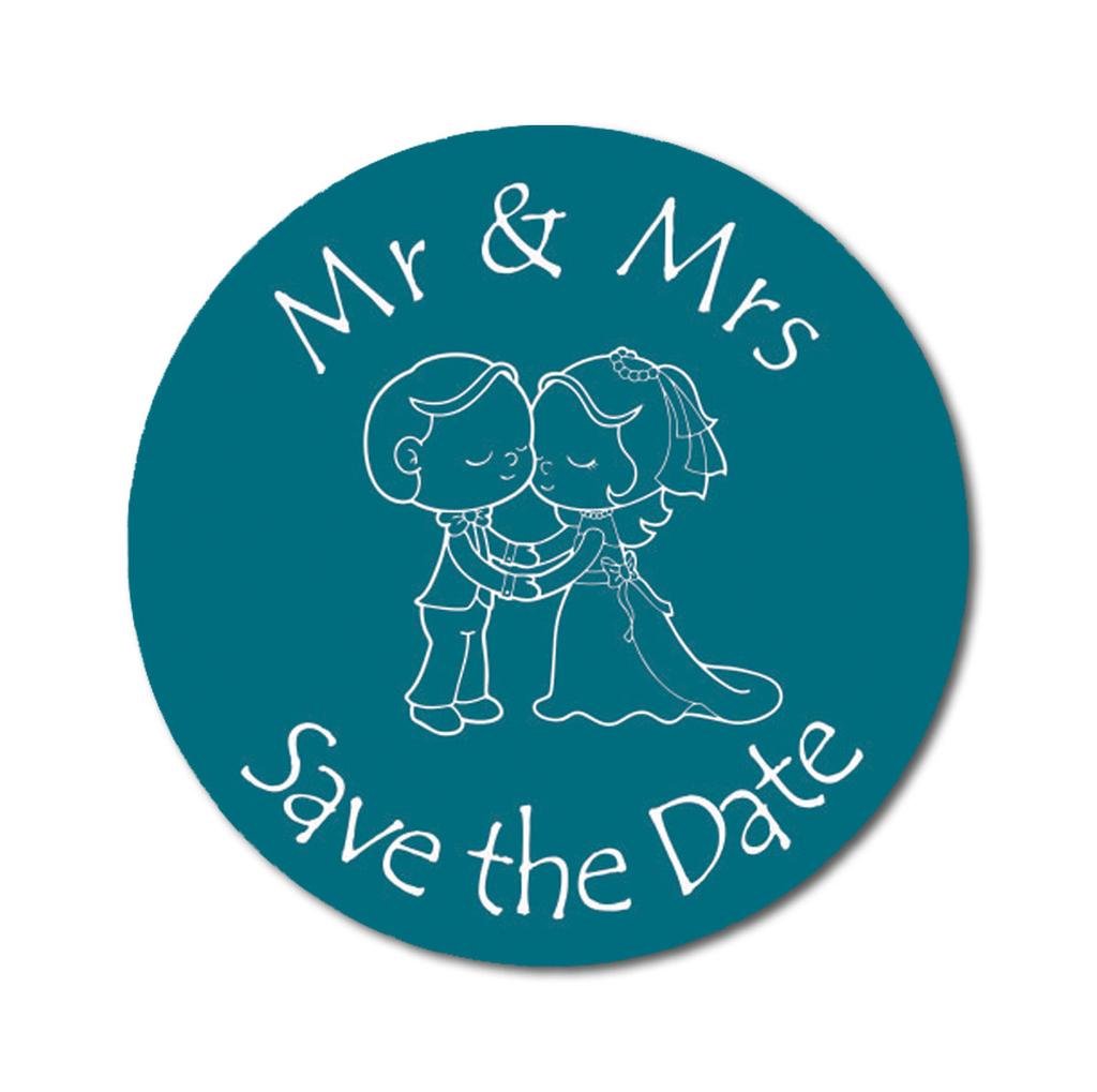 Darling Souvenir Round 45 Pieces Wedding Couple Save The Date Stickers Envelope Seals DIY Party Favor - Black