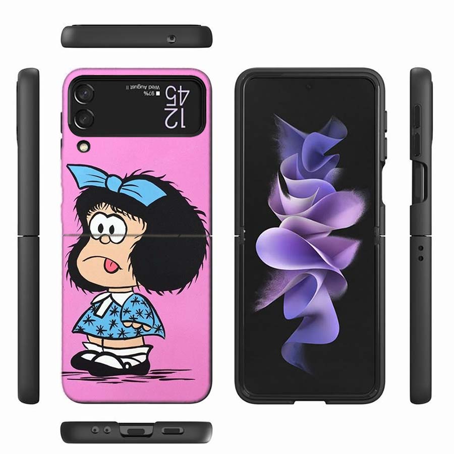 Милый чехол для телефона Мафальда для Samsung Galaxy Z Flip 7 6 Z Flip 5 4 3 5G Ударопрочный жесткий чехол