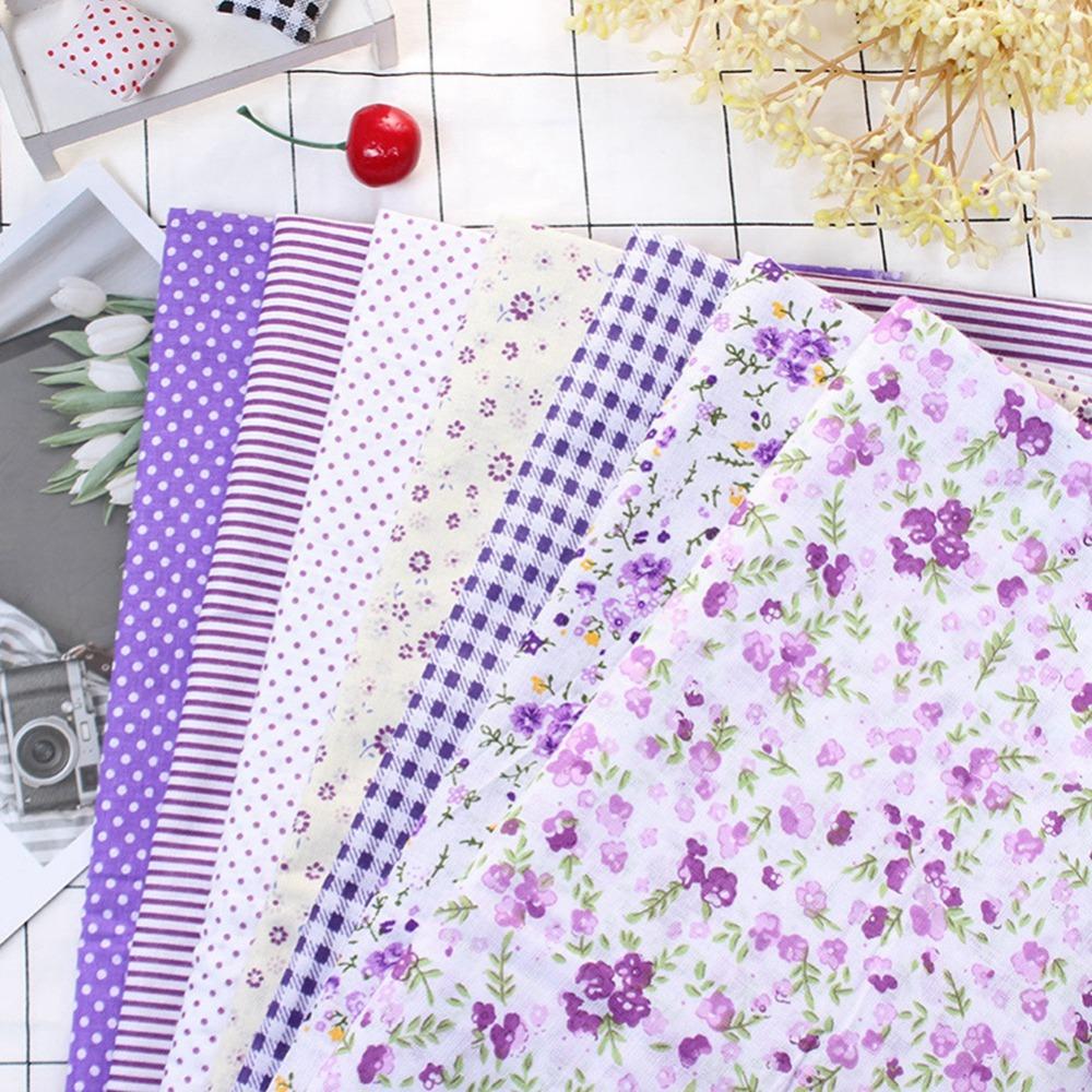 7Pcs 7 assorted styles Floral Cotton Fabric Purple floral pattern Fabric Bundle Quilt making
