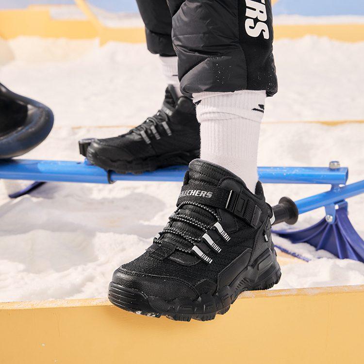 Skechers Антикик Износостойкие Термо детские повседневные кроссовки Полностью черные Подростки 405230L-BBK
