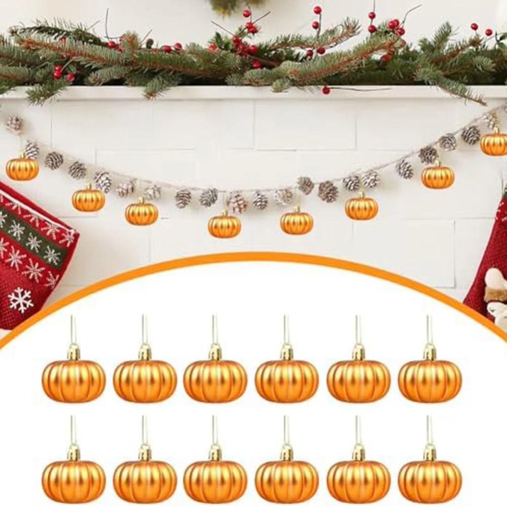 12 Pcs Matte Thanksgiving Pumpkin Ball Plastic Pumpkins Pendants  Festive Accessories
