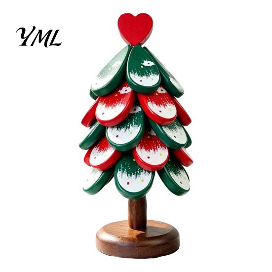 Festive Restaurant Accessory Christmas Tree Wooden Trivets, Durable Pine Wood Potholders with Storage Stand, Housewarming Gift for Kitchen Heat