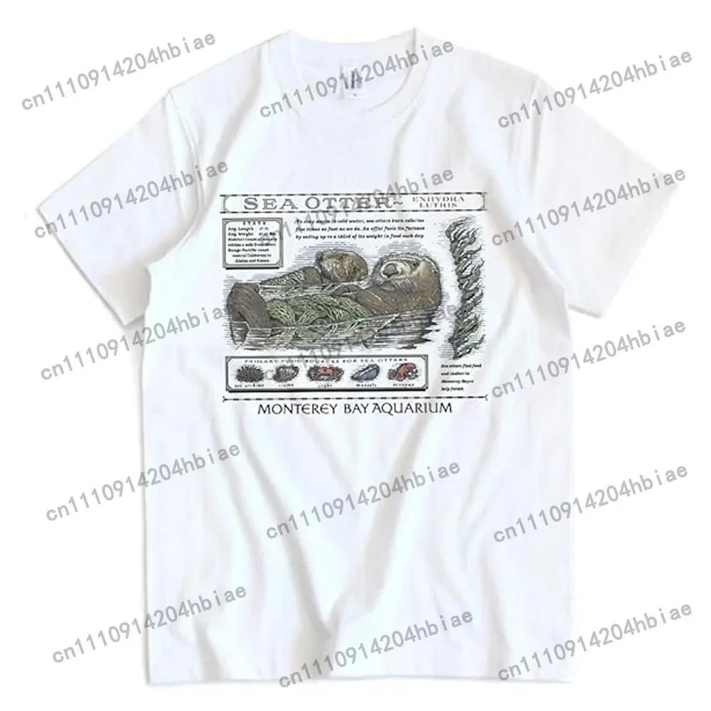Monterey Bay Aquarium Sea Otter Tshirt Cotton Loose Otter Merch Tshirt Unisex Casual Crew Neck Short Sleeve Graphic Tee Tops