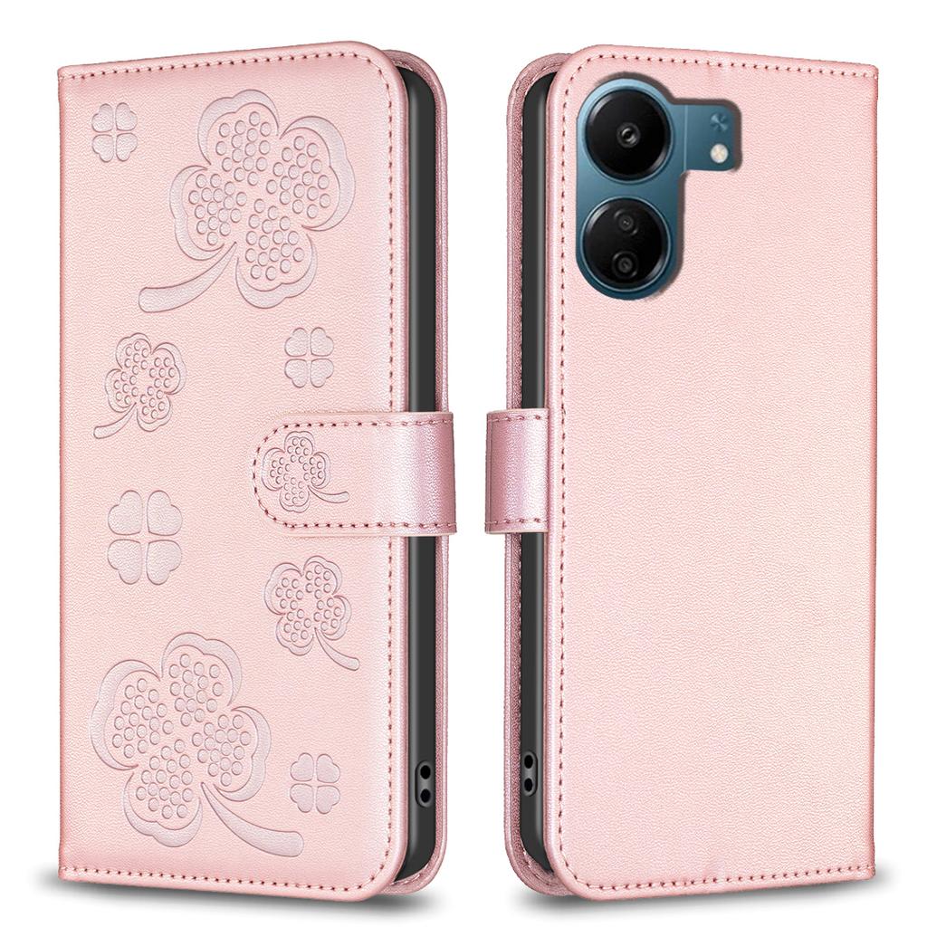 Four Leaf Clover Leather Wallet Card Phone Case iPhone All Modles Flip Cover For Samsung Galaxy S24 S23 S22 Plus S21 S20 Ultra A32 A24 A25 A73