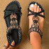Bohemian Spring 2024 Rhinestone Flower Open-Toed Sandals for Outdoor Beach