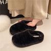 Кроличий мех французская сумка с плоским дном голова пушистые тапочки для женщин носить 2025 новый осень и зима одна педаль бархатные хлопковые тапочки