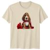Basset Hound Puppy Roses Valentines Day Unisexs TShirt Unisexs Tee Graphic Top