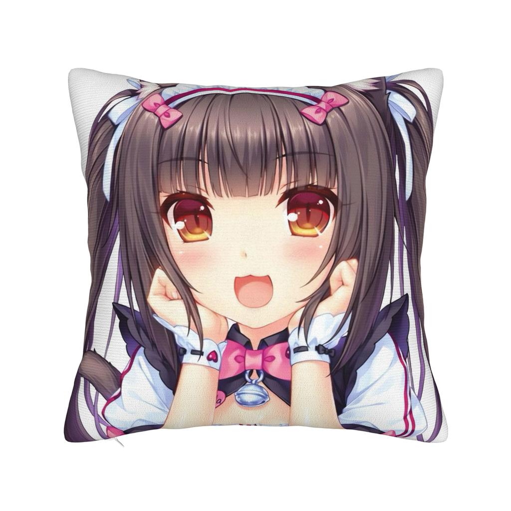 Pillow Case Super Kawaii Game Nekopara Chocola Vanilla Square  Pillow Cover For Living Room Bed Chair Fashion Pillowcases