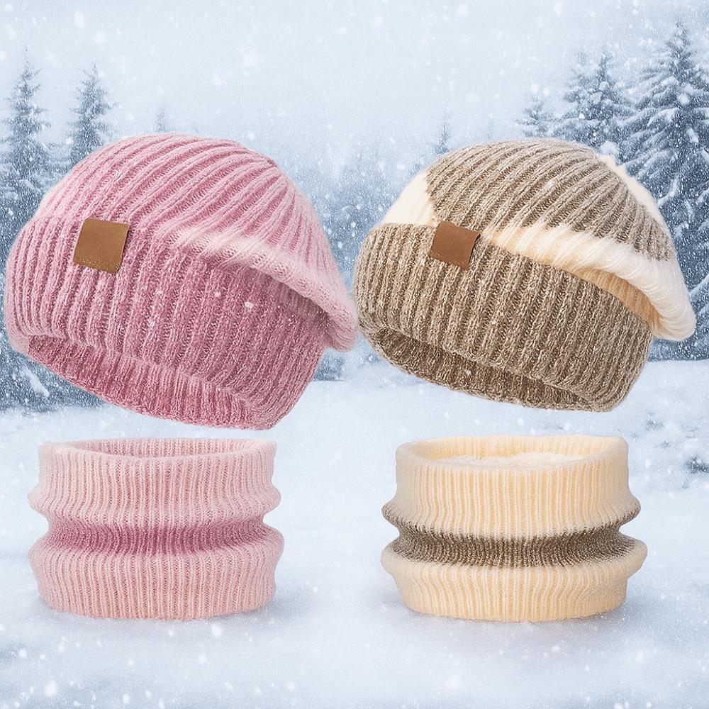 Windproof Winter Hat Scarf Set Soft Neck Warmer Fashion Ear Protection for Women