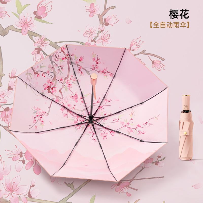 Новый зонт от солнца и солнцезащитный автоматический складной зонт женский для погоды и дождя двойного назначения солнцезащитный с защитой от УФ-лучей ретро трехсекционный зонт
