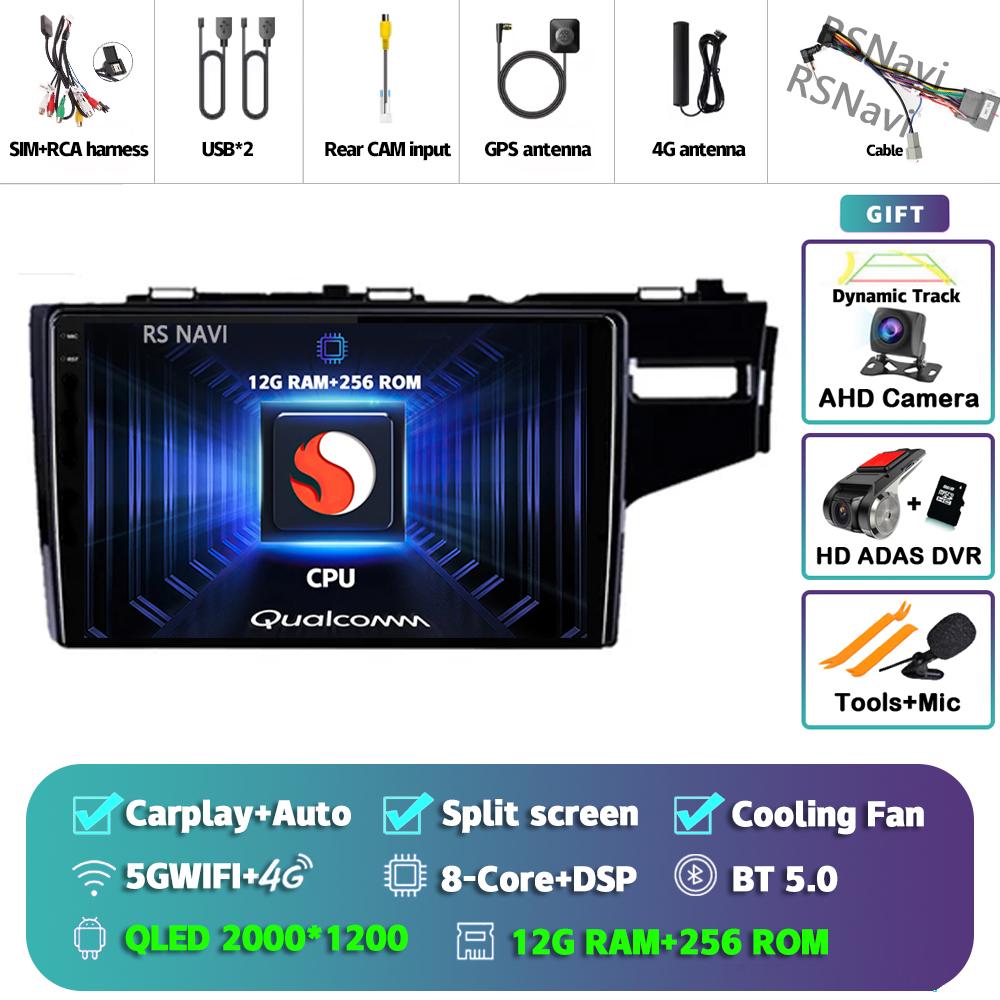 Android 14 Carplay Auto для Honda Jazz Fit 2014 - 2015 Автомобильный радиоплеер Мультимедиа стерео 360 Камера Навигация Видео AI Voice