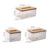 Plastic Clear Tissue Box Wooden Cover Transparent Paper Towel Box Multifunctional Durable Napkin Holder Household Use