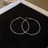 Silver Needle Style Circle Earrings - Simple Korean Metal Design, All-Match Earrings for a Celebrity Look.
