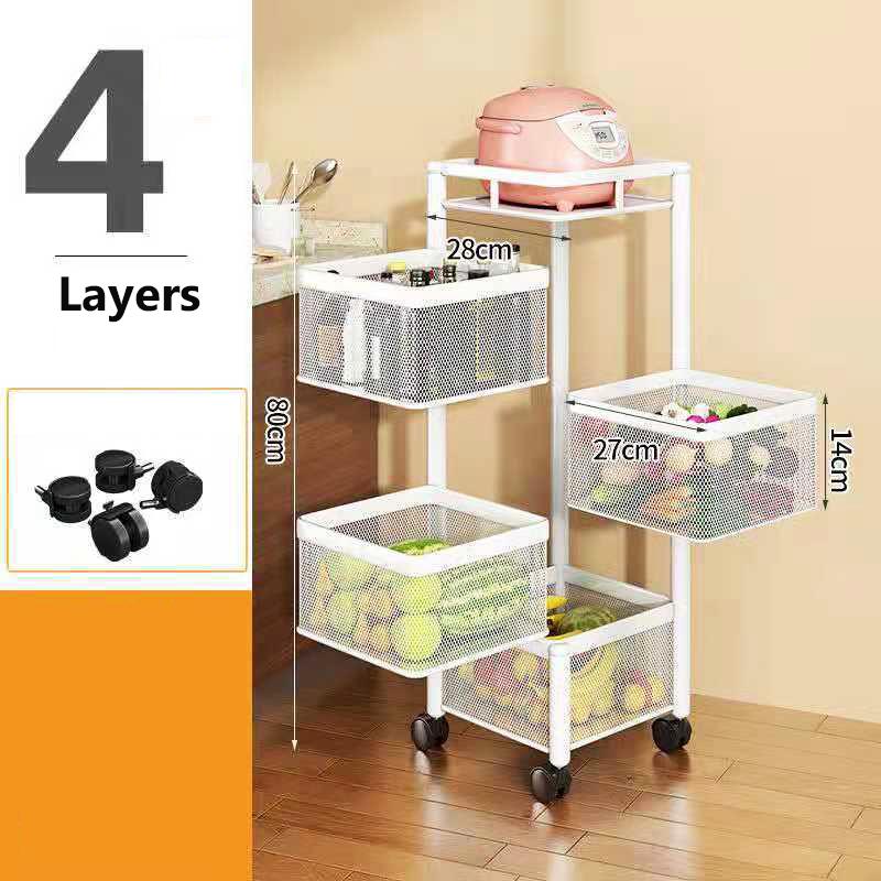 Многослойная поворотная полка из нержавеющей стали на 360 градусов, корзина для хранения фруктов и овощей, напольная круглая полка, кухонный органайзер