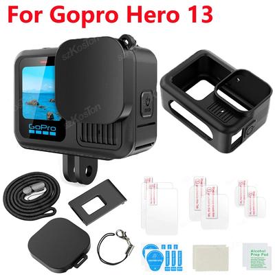 Для GoPro Hero 13 Black Аксессуары Чехол Защитный Корпус Оболочка Защита Резина Силикон + Крышка Объектива Ремешок Для Go pro Hero13